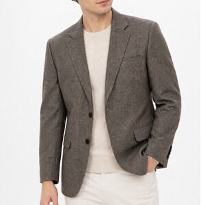 Men Brown Plaid Blazer 2 Button Classic Suit Coat Jacket Preppy Tailored Formal